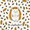 Cute Autumn Hand Draw Hedgehog On the Seamless Pattern Of Acorn leaves and Cones