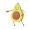 Cute Avocado Boxing with Gloves, Funny Fruit Character Doing Sports, Healthy Eating and Lifestyle, Fitness Concept