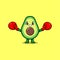 Cute Avocado cartoon playing sport with boxing