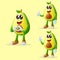 Cute avocado characters making playful hand signs