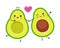 Cute avocado couple. Cartoon Valentines day greeting card. Vector funny picture.