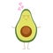 Cute Avocado with Smily Face. Vector Character Isolated