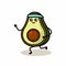 Cute avocados mascot in sport game pose