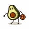 Cute avocados mascot in sport game pose