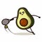 Cute avocados mascot in sport game pose