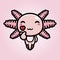 cute axolotl animal cartoon character with korean love finger