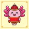 Cute axolotl holding red banner in chinese new year.