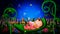 Cute babies cartoon sleeping on leaves cradle ,best loop video background