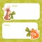 Cute Baby Animal with Three Leaf Clover Empty Reminder Card Vector Template