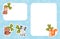 Cute Baby Animal with Three Leaf Clover Empty Reminder Card Vector Template