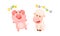 Cute baby animals making sounds set. Pig and sheep saying oink and baa vector illustration