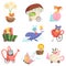 Cute Baby Animals in Transport Set, Fox, Crocodile, Squirrel, Chicken, Bunny, Bear, Lion, Monkey, Panda Bear Riding