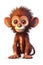 Cute baby Baboon in Cartoon Style on white background - generative AI