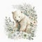 Cute Baby Baby Polar Bear Floral, Spring Flowers, illustration ,clipart, isolated on white background