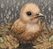 Cute Baby Bird Enjoying a Leafy Bath in the Autumn Rain