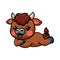 Cute baby bison cartoon laying down