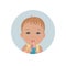 Cute baby with bottle of milk. Drinking toddler emoticon. Happy child emoji.