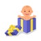 Cute baby boy in a gift box. The precious gift of life