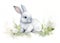 Cute baby bunny rabbit animal watercolor childrens print