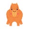 Cute baby capybara. Front view of funny animal of South America cartoon vector illustration