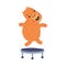 Cute baby capybara jumping on trampoline. Funny animal of South America cartoon vector illustration