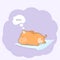 Cute baby cat sleeping on pillow cartoon style. T-shirt graphics