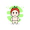 Cute baby character wearing tomato costume