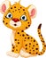Cute baby cheetah cartoon sitting