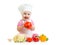Cute baby chef with healthy food