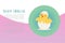 Cute baby chick just hatched from an Easter egg cartoon vector illustration.