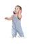 Cute baby child in headset over white