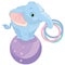 Cute baby circus elephant on ball cartoon