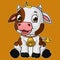 Cute baby cow cartoon sitting