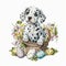 Cute Baby Dalmatian Easter sit on the basket with Easter - Generative AI