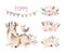 Cute baby deer animal nursery isolated illustration for children. Watercolor boho forest cartoon Birthday patry