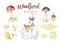 Cute baby deer animal nursery isolated illustration for children. Watercolor boho forest drawing, watercolour, image