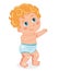 Cute Baby In Diapers. First Steps Baby. Vector Cartoon Illustration.