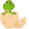 Cute baby dinosaur cartoon hatch