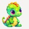 Cute baby dinosaur design. Colorful baby dinosaur sitting and smiling. Beautiful baby dinosaur bundle illustration on a white