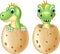 Cute baby dinosaur hatching,