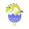 Cute baby dinosaur hatching. Prehistoric animal character colorful vector Illustration