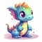 Cute baby dinosaur illustration for kids. Colorful baby dinosaur sitting and smiling. Beautiful baby dinosaur bundle illustration