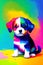 a cute baby dog with a colorful background generative ai