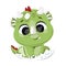 Cute baby dragon hatched from egg. Vector.