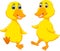 Cute baby duck cartoon dancing with smile