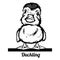 Cute baby duck - Ducking line art vector illustration.