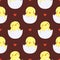 Cute baby ducks in eggs seamless pattern