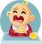 Cute Baby Eating a Lemon Vector Cartoon Illustration