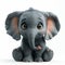 A cute baby elephant against a solid white background,animation character design,3d rendering