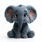 A cute baby elephant against a solid white background,animation character design,3d rendering